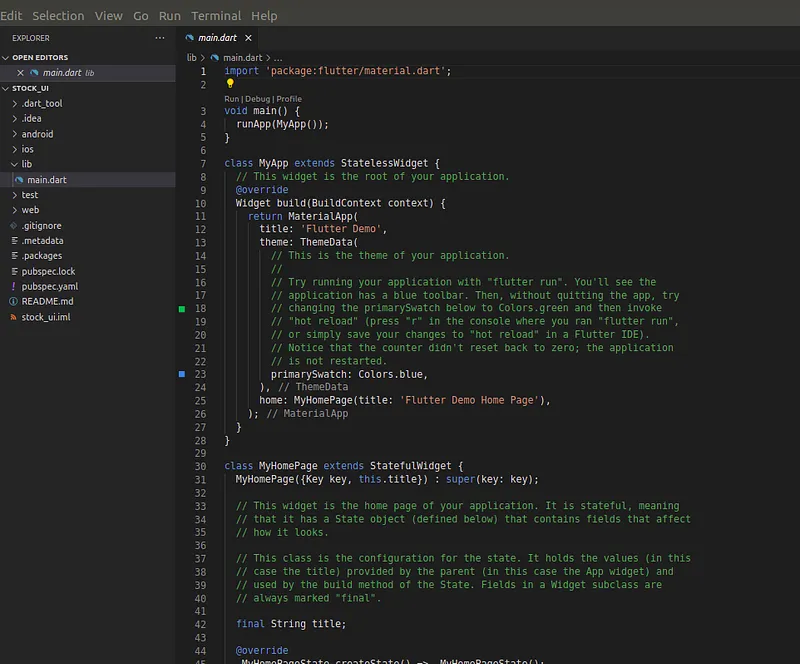 Flutter series — Creating the first Flutter application — figure 1